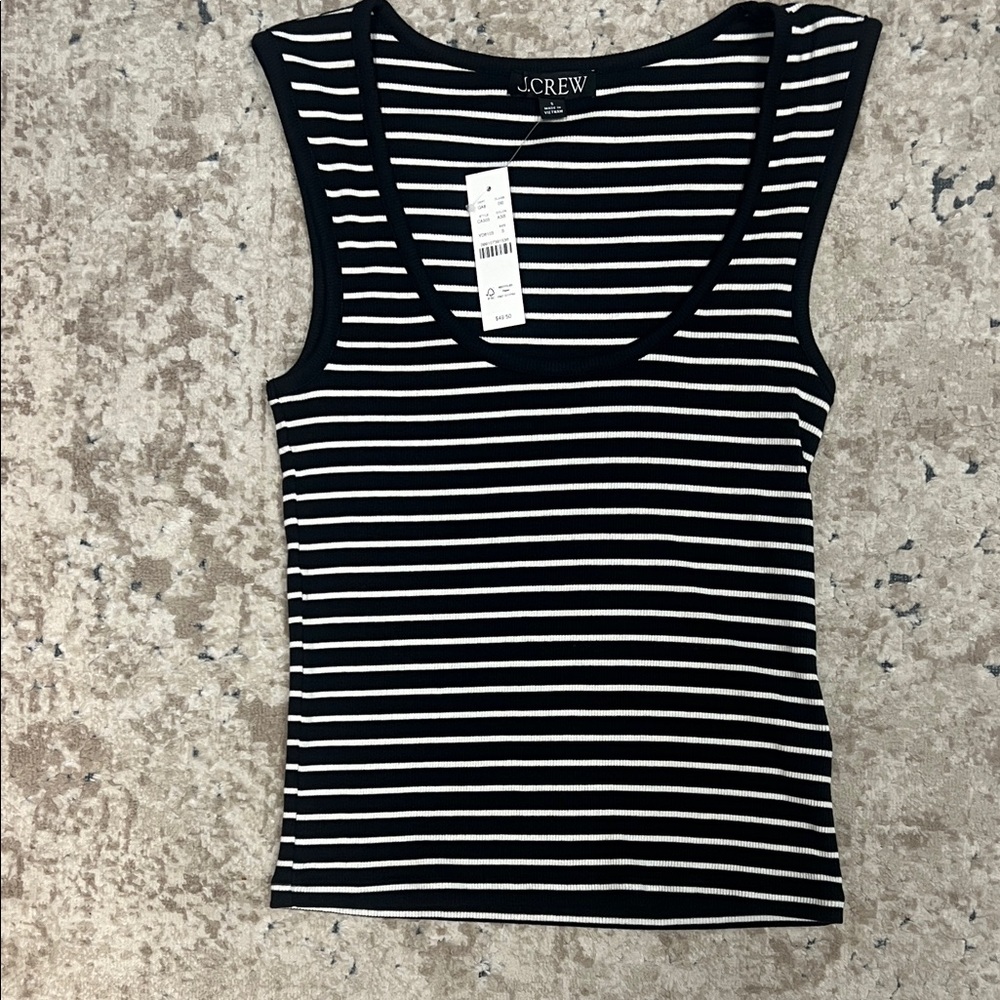 J. Crew Black and White Striped Tank Top